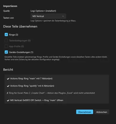 Import aus Logi Options+