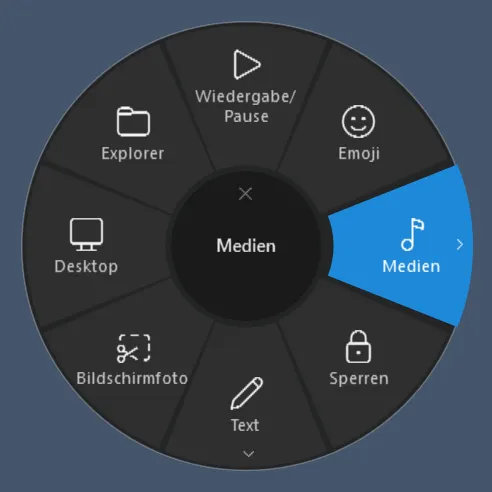 Der Actions Ring im dunklen Design