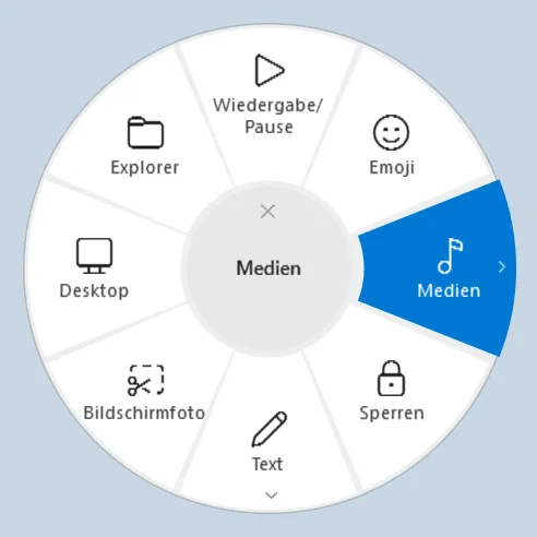 Der Actions Ring im hellen Design